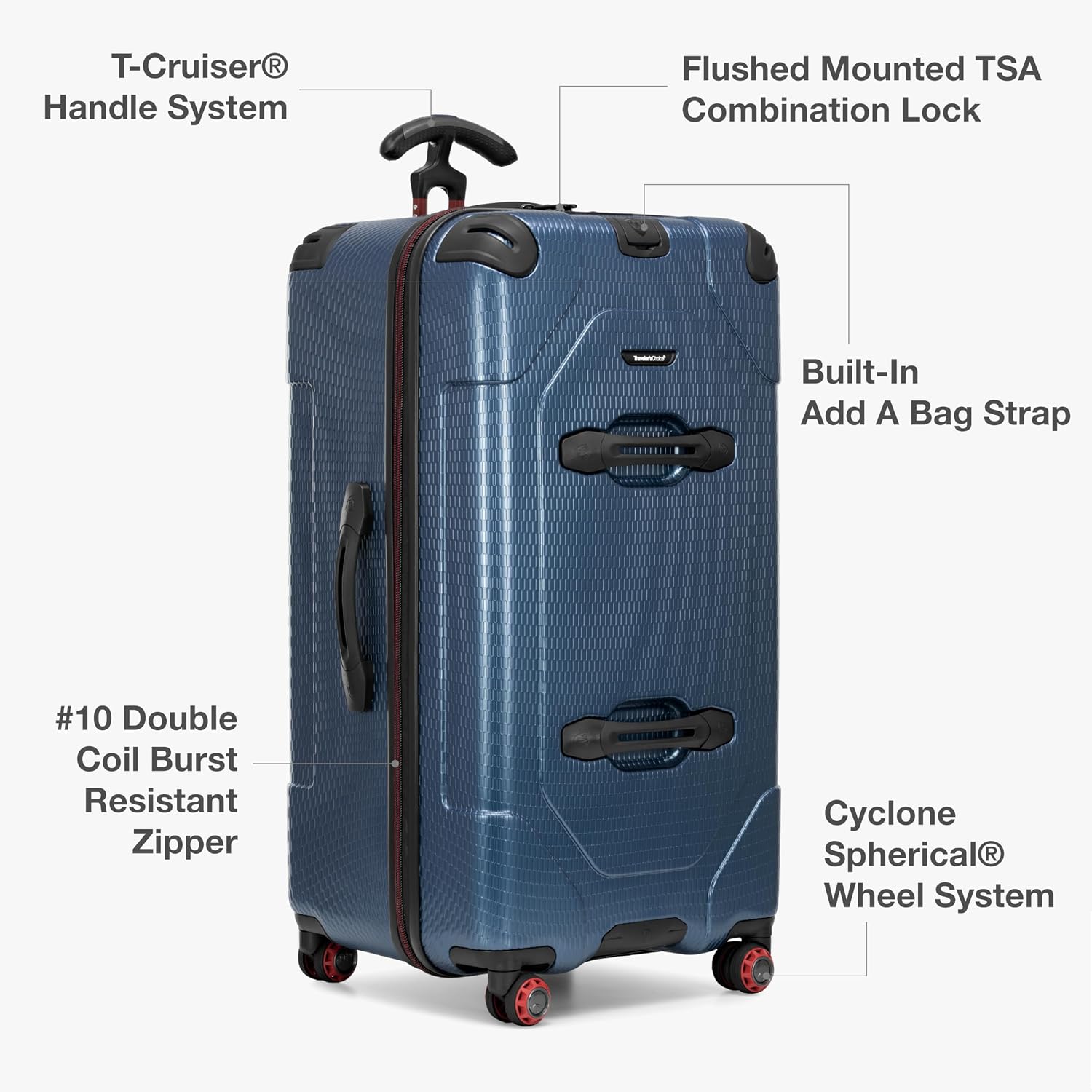 Traveler's Choice Maxporter II Polycarbonate Hardside Trunk with Spinner Wheels, Navy, 31-Inch Large Trunk