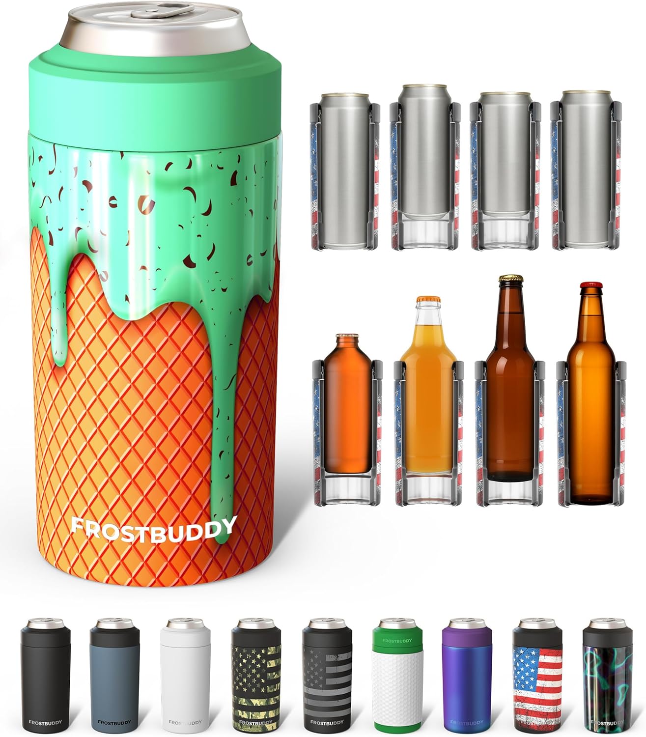 Frost Buddy Universal Can Cooler - Fits Slim Cans, 12 & 16oz (MatteBlack)