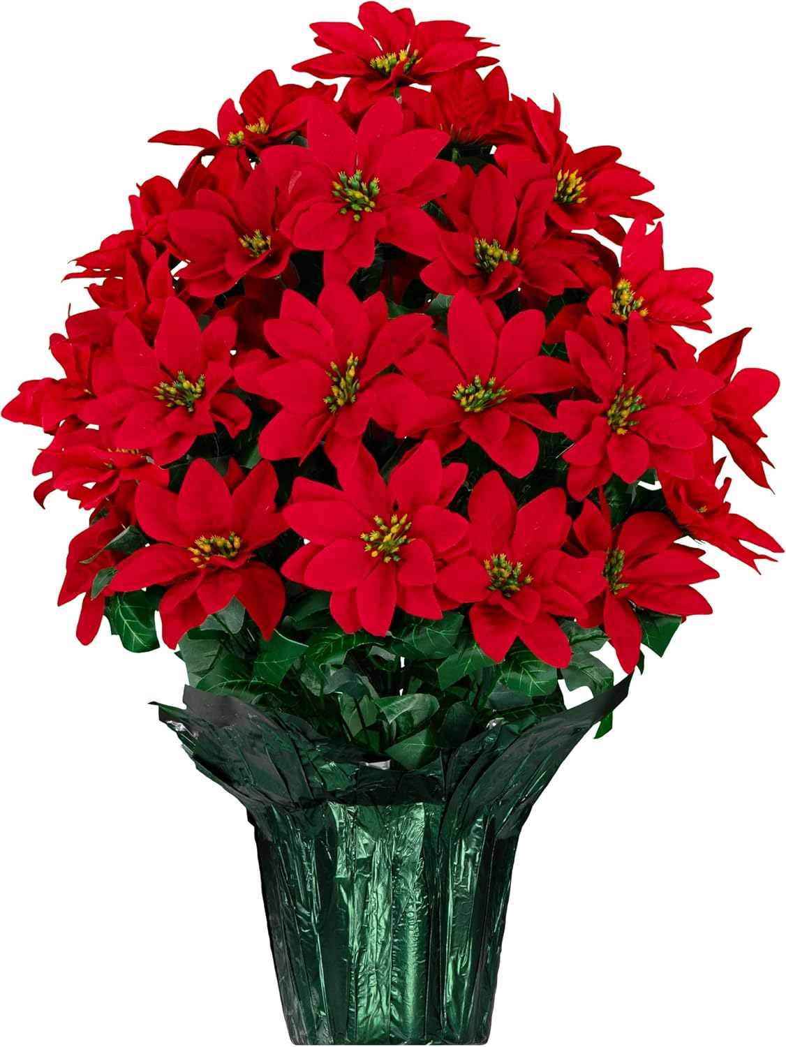 Rubys Silk Flowers - 24" Artificial Red Poinsettia Flower Bouquet – 5 lbs Weighted Pot – 24" Tall and 18" Wide – Perfect Size for Christmas Decor, Home, Office, or Memorial