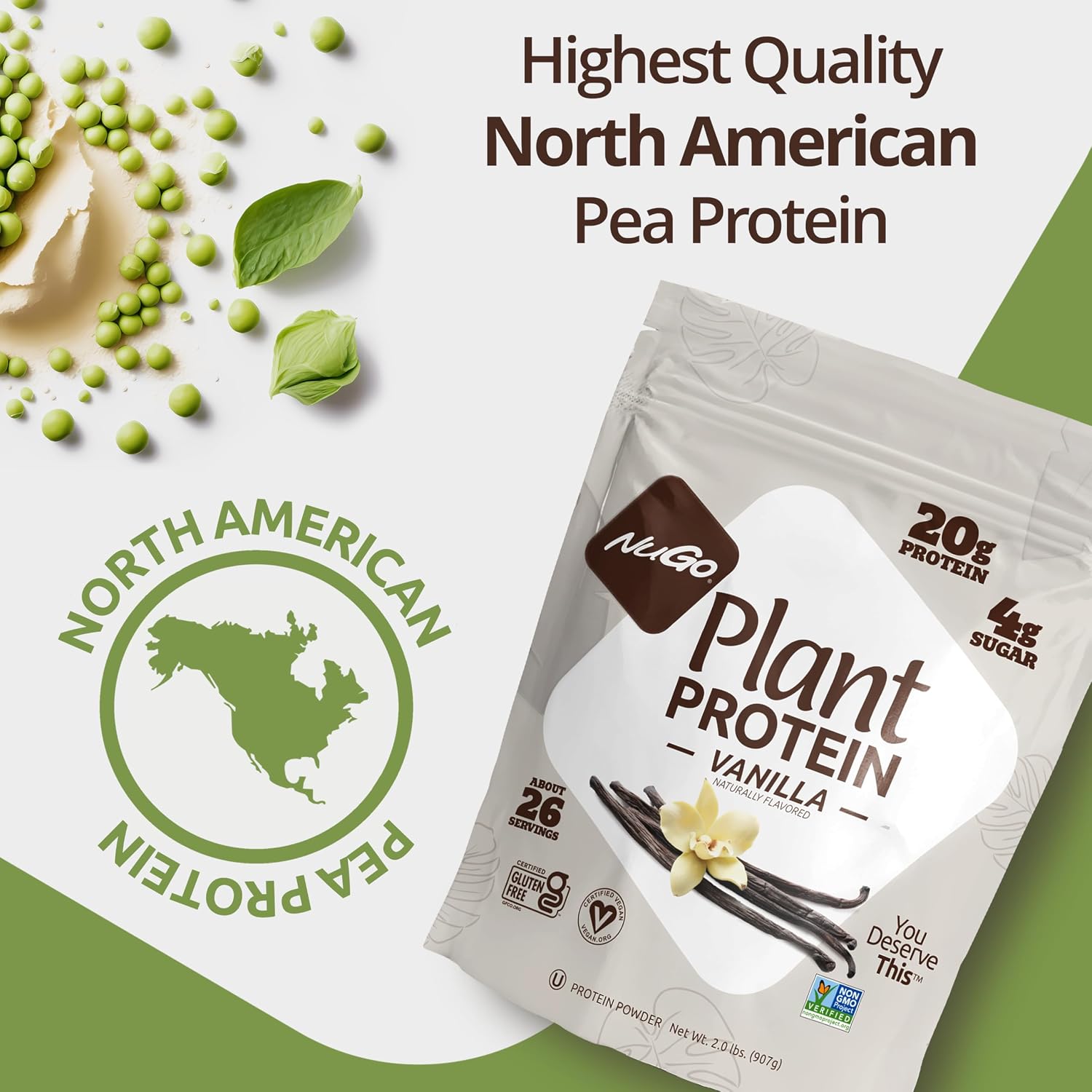 NuGo Dark, Mint Chocolate Chip, 13g Vegan Protein Bar, Gluten Free, 24 CT