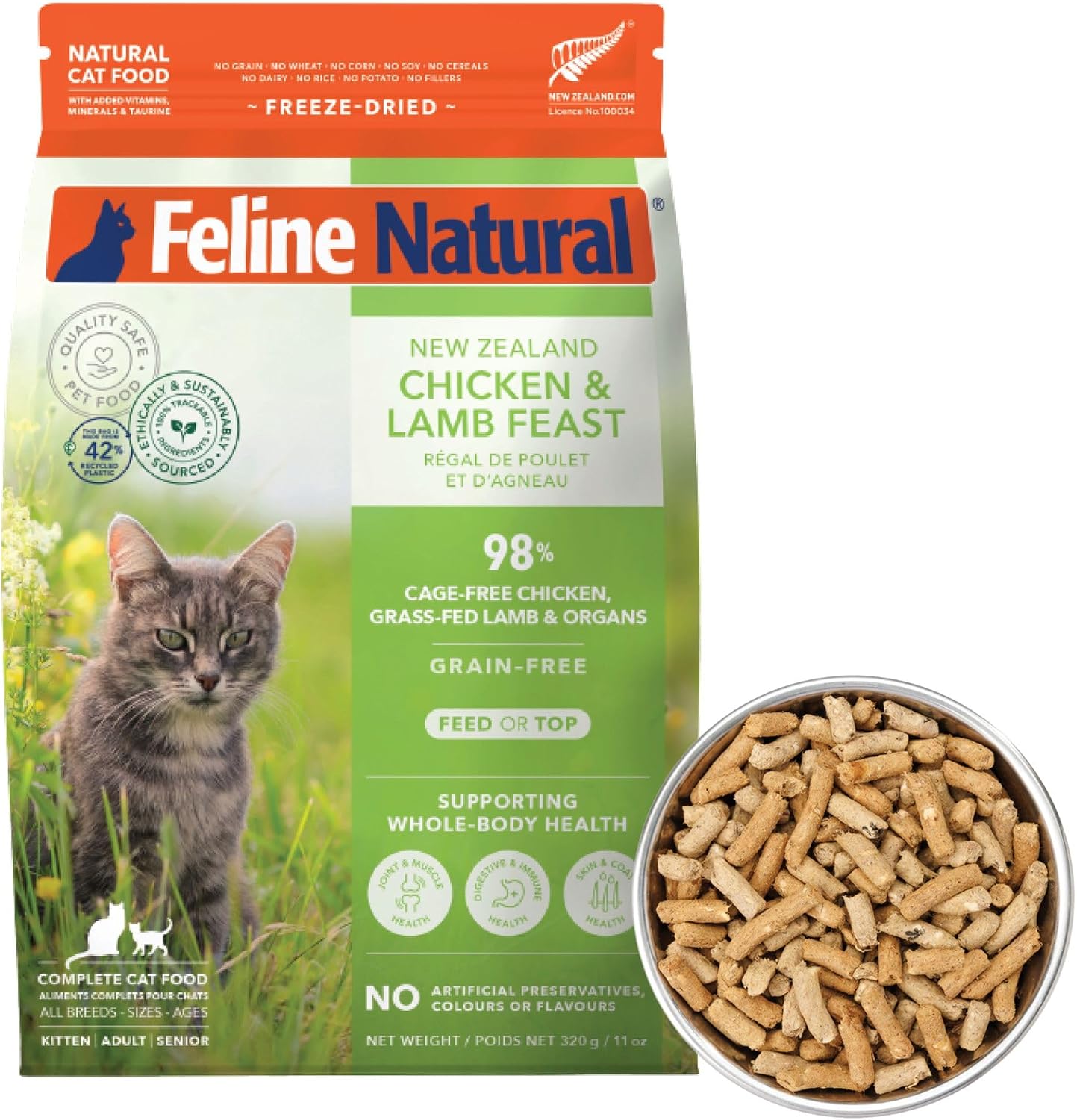 Feline Natural - High Protein Freeze Dried Dry Cat Food with 98% Meat