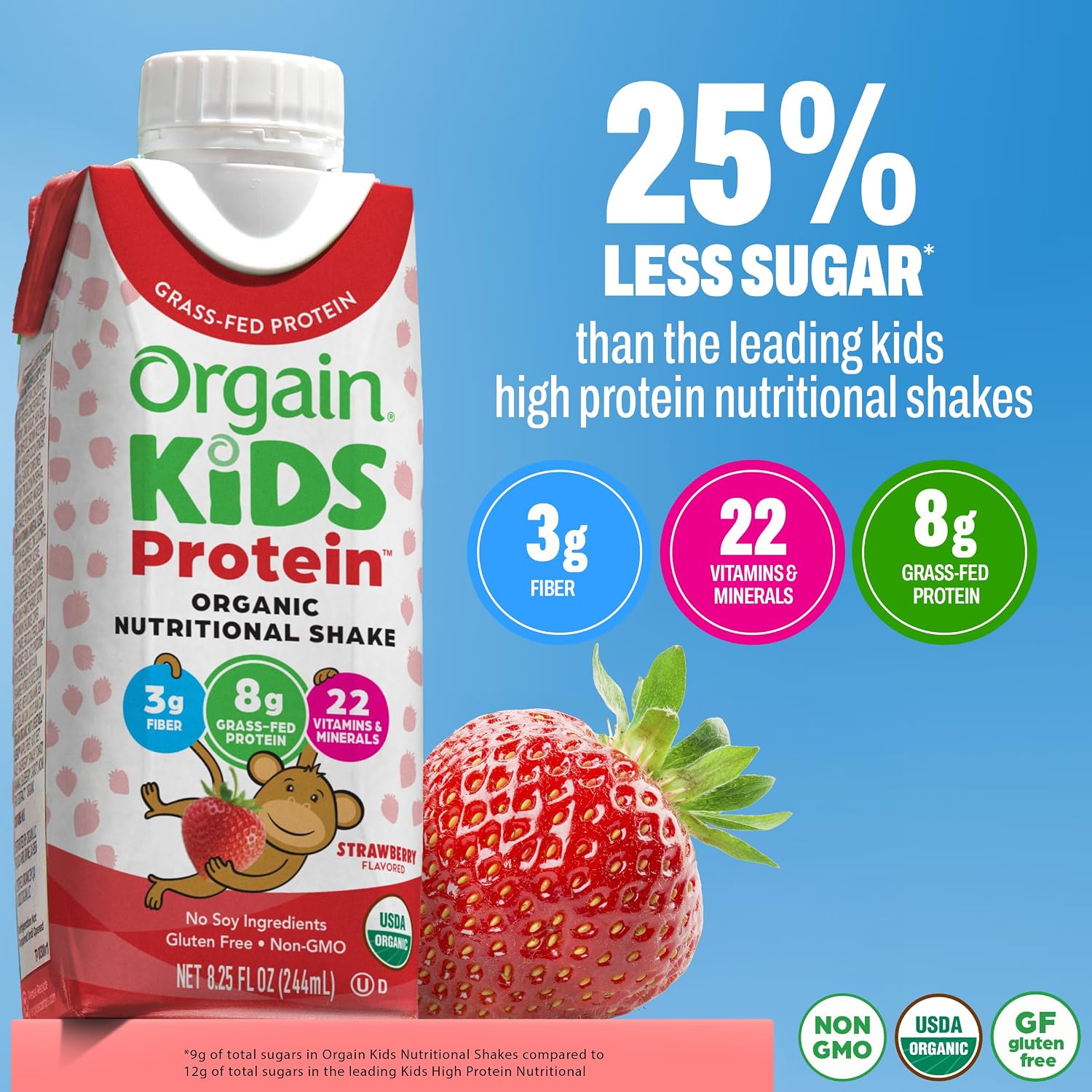 Orgain Organic Kids Dairy 8g Protein Shake, Chocolate, 8.25 oz, 12pk | Nutritional drink, grass-fed protein, 22 vitamins & minerals, 3g fiber, non-GMO, no soy, healthy snack for picky eaters