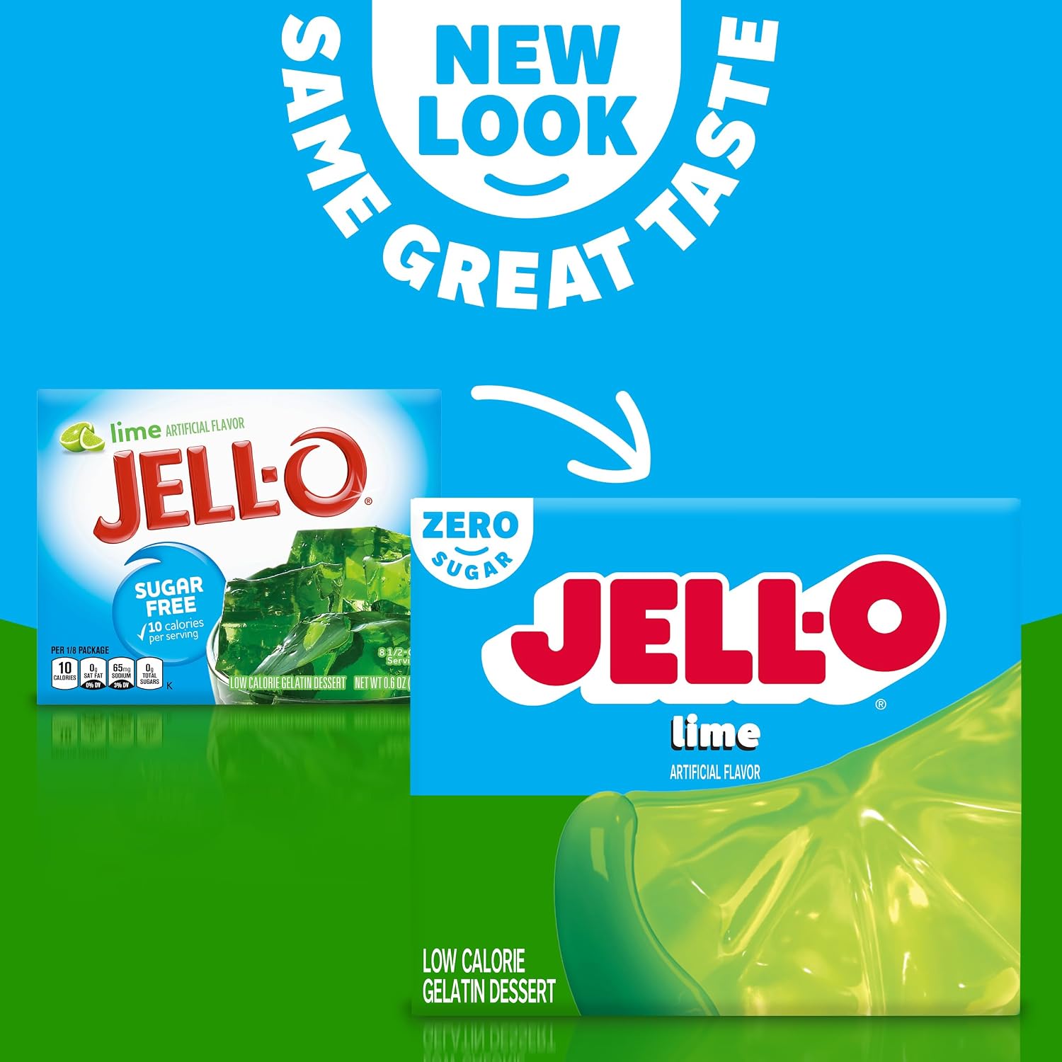 Jell-O Lime Artificially Flavored Zero Sugar Low Calorie Gelatin Dessert Mix, 0.3 oz Box (4 Pack)