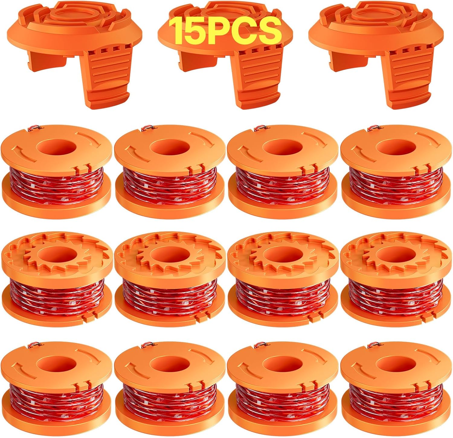 Eventronic 15 Pack (WA0010) Trimmer Line Spool for Worx Weed Eater | Durable 0.065" Auto-Feed String Trimmer Refills