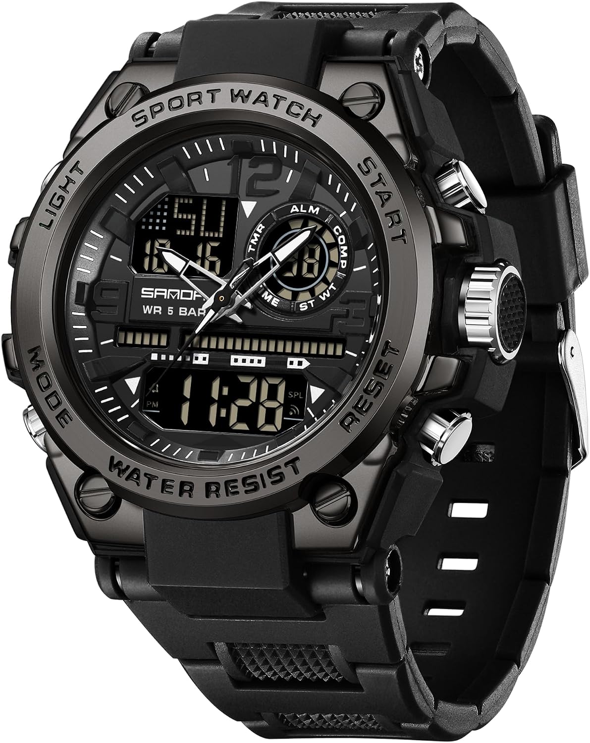 KXAITO Men's Watches Sports Outdoor Waterproof Military Watch Date Multi Function Tactics LED Alarm Stopwatch