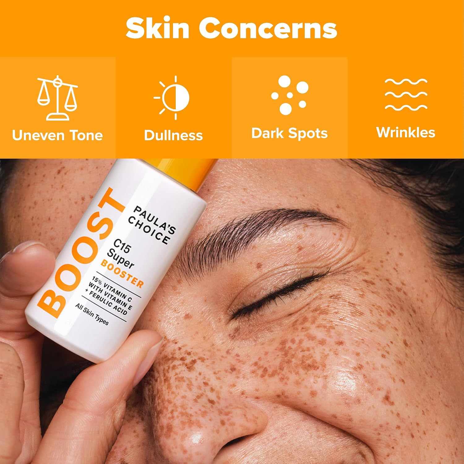 Paula's Choice BOOST C15 Super Booster 15% Vitamin C Face Serum | Daily Serum with Vitamin E & Ferulic Acid for Discoloration & Glow, Fragrance-Free