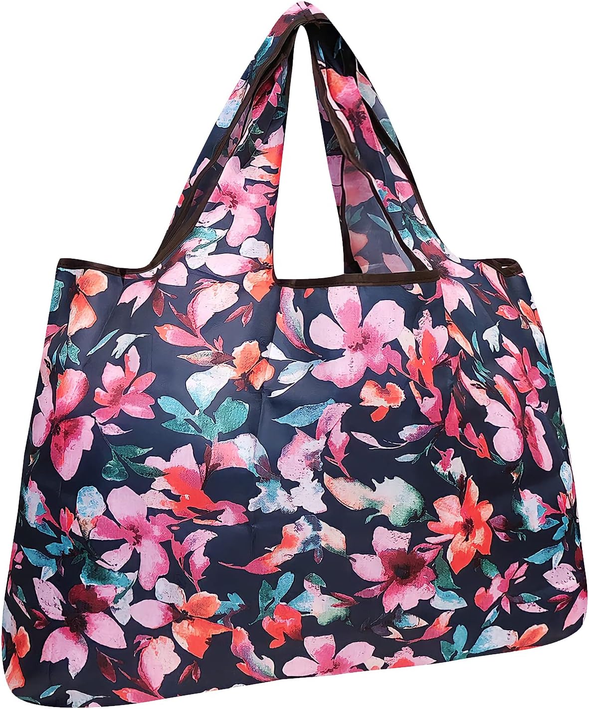 allydrew Large Foldable Tote Nylon Reusable Grocery Bags, Gray Ferns