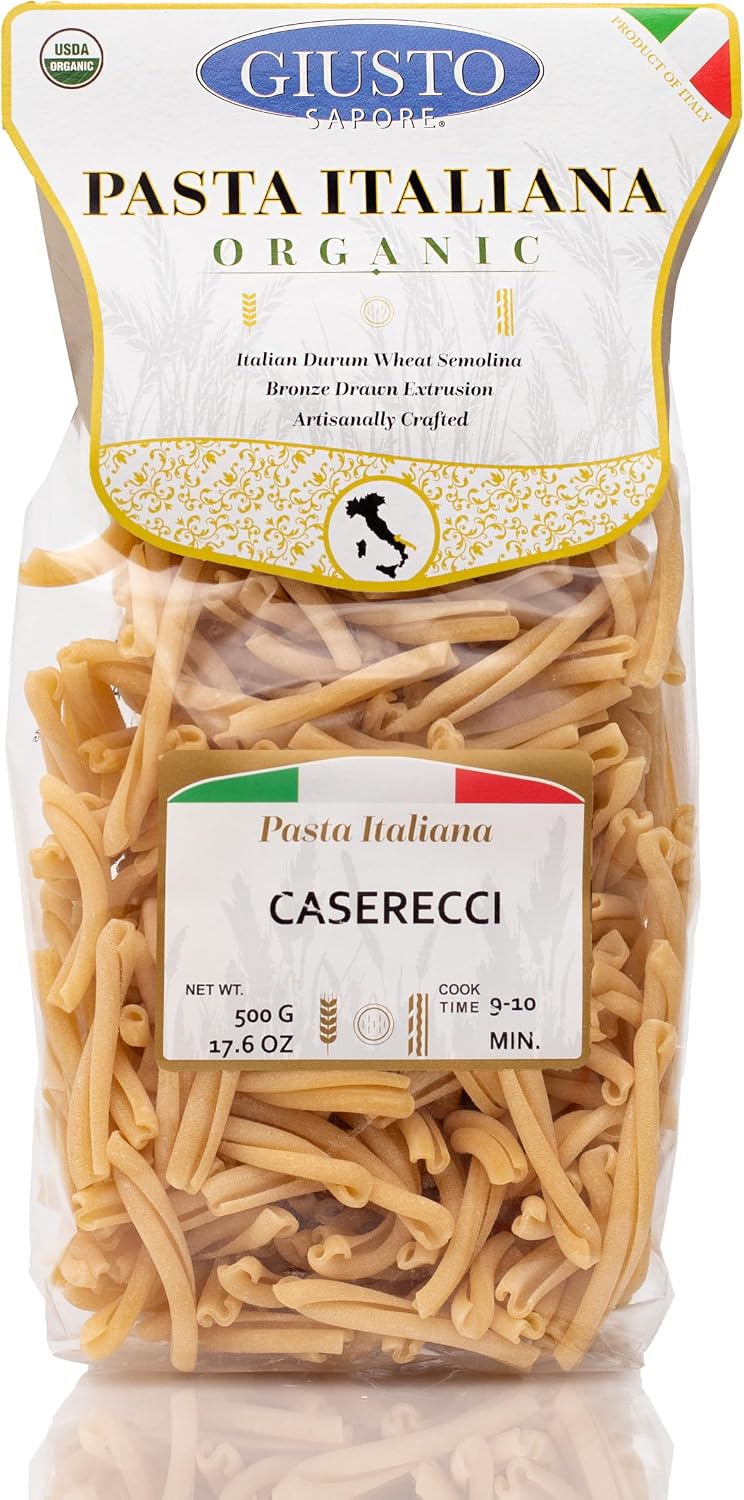 Giusto Sapore Italian Pasta - Caserecce 454g - Premium Organic Bronze Drawn Durum Wheat Semolina Gourmet Pasta Brand - Imported from Italy and Family Owned