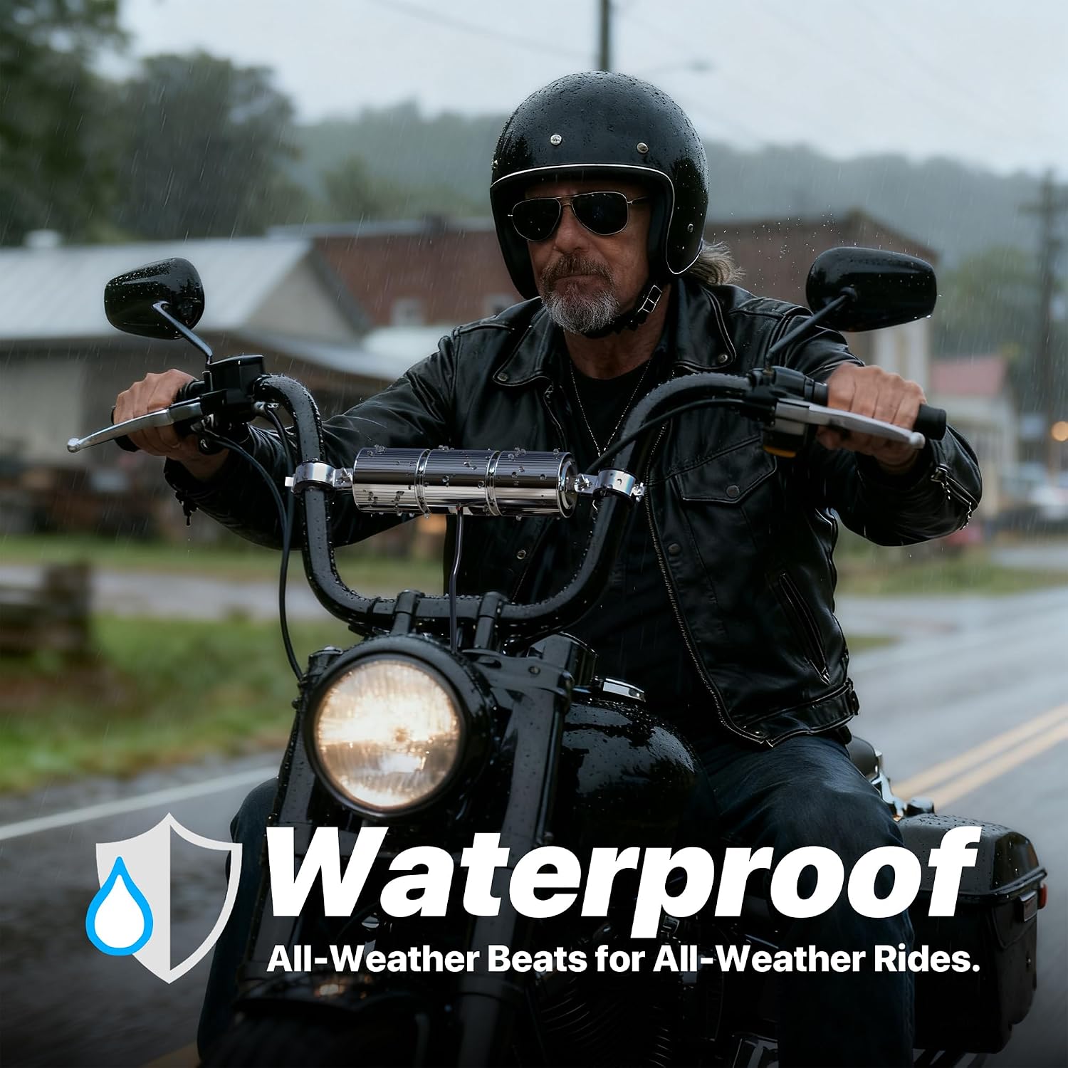 GoHawk Motorcycle Bluetooth Speakers, Waterproof Radio Audio System | Built-in Amplifier, FM Radio, AUX Input, USB, Great for ATV, Scooter Bike