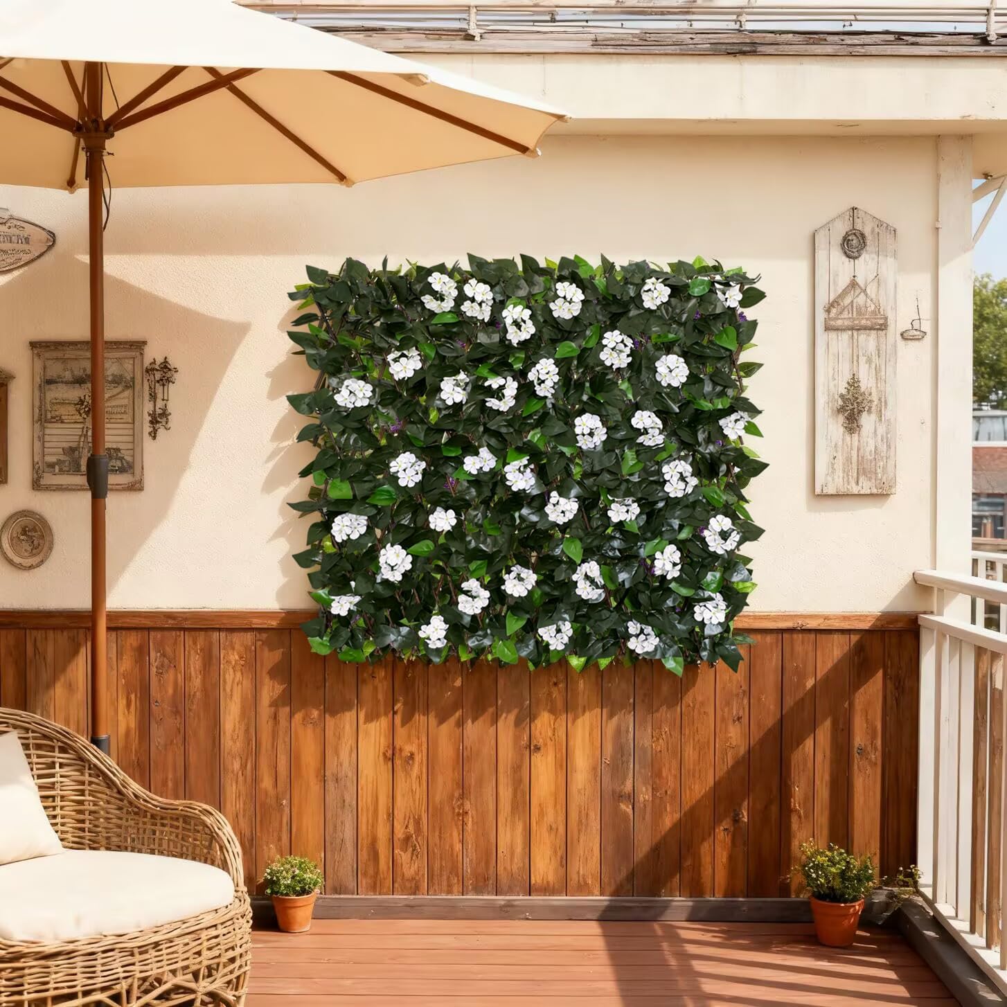 Expandable Fence Privacy Screen for Balcony Patio Outdoor,Decorative Faux Ivy Fencing Panel,Artificial Hedges (Single Sided Leaves)……