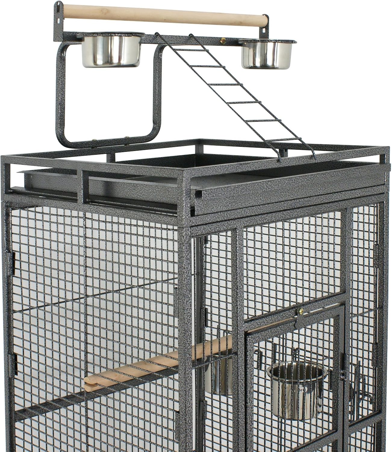 68 inch Iron Bird Cage, Play Top Parrot Cage with Rolling Stand for Parrot Cockatiels Parakeet Cage Macaw Finch Cockatoo Perch Pet House, Black