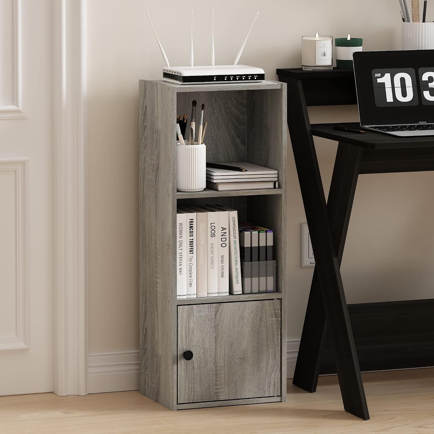 Furinno LUDER Book Shelf, 5-Cube Bookshelf, Easy Assembly Bookcase with Open Shelves, 9.4 x 19.7 x 31.5, for Living Room, Bedroom, Home Office, Darkwood