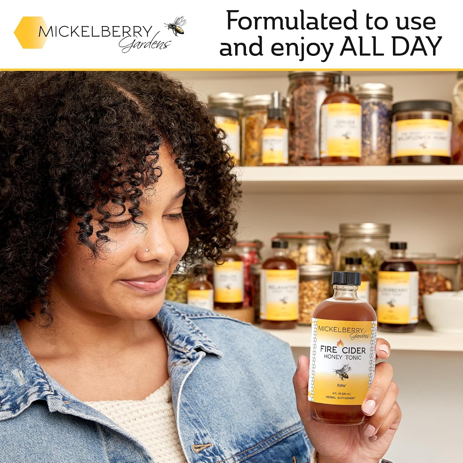 Mickelberry Gardens Fire Cider Apple Cider Vinegar Honey Tonic 8oz | Apple Cider Vinegar Honey Tonic with Organic Turmeric Root, Ginger Root & Dandelion, Natural Digestion & Immune Support