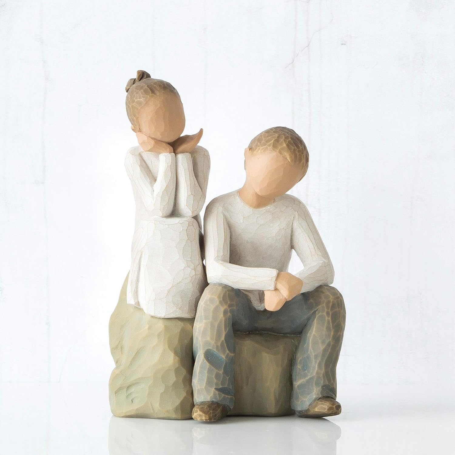 Willow Tree We are Three, Sculpted Hand-Painted Figure, Darker Skin | Cast from a Susan Lordi Original Carving, Celebrates Close Bonds, Meaningful Relationships, Thoughtful Keepsake Gift Idea