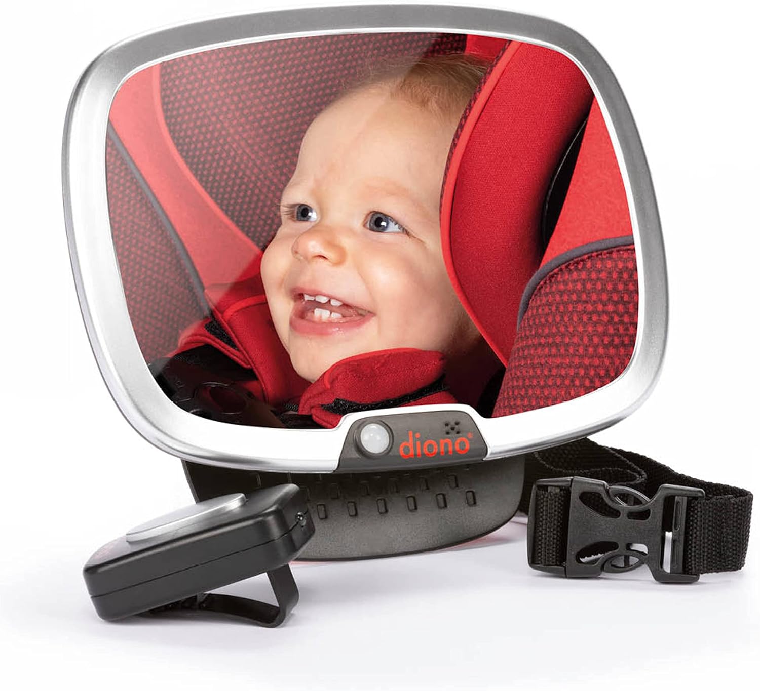 Diono Easy View Plus Baby Car Mirror with Light, Safety Car Seat Mirror for Rear Facing Infant with 360 Rotation, LED Night Light
