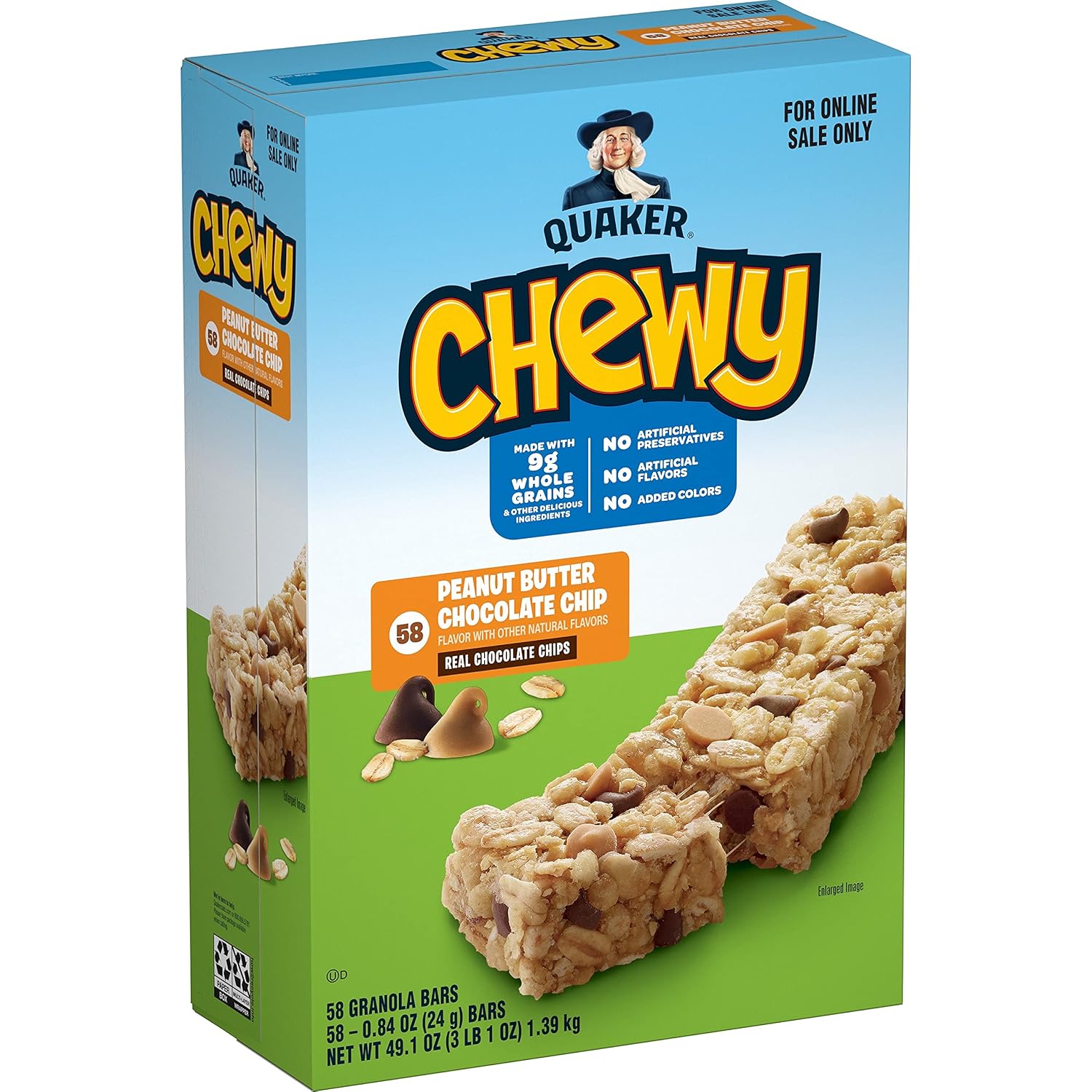 Quaker Chewy Granola Bars, Chocolate Chip, 58 Count - Packaging May Vary