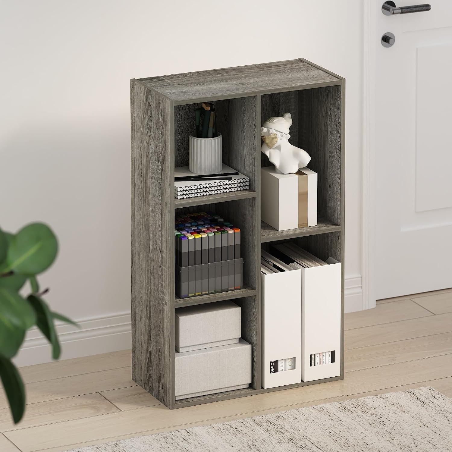 Furinno Moretti 3-Tier Metal Frame TV Stand, French Oak Grey