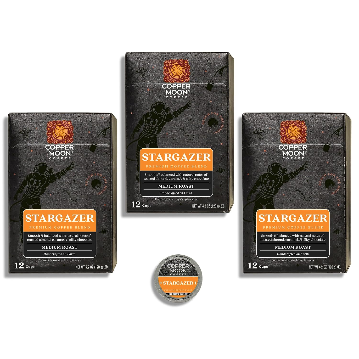 Copper Moon K-Cup Coffee Pods, Medium Roast, Costa Rican Blend, 80 Count | Single Serve, Vegan, Allergen Free, Non-GMO, Kosher, Small Batch Roasted, Vegetarian, Compatible with Keurig K Cup Brewers