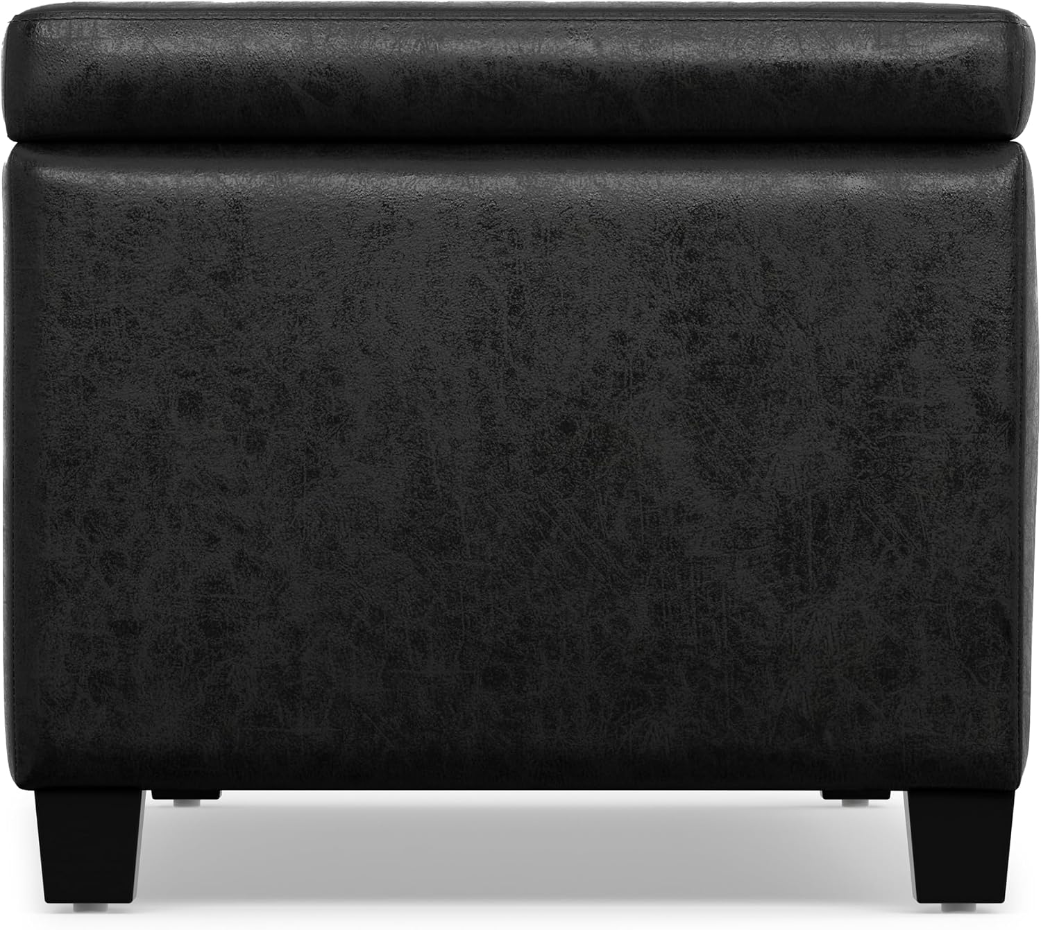 SIMPLIHOME Avalon 48" Wide Vegan Leather Storage Ottoman in Brown
