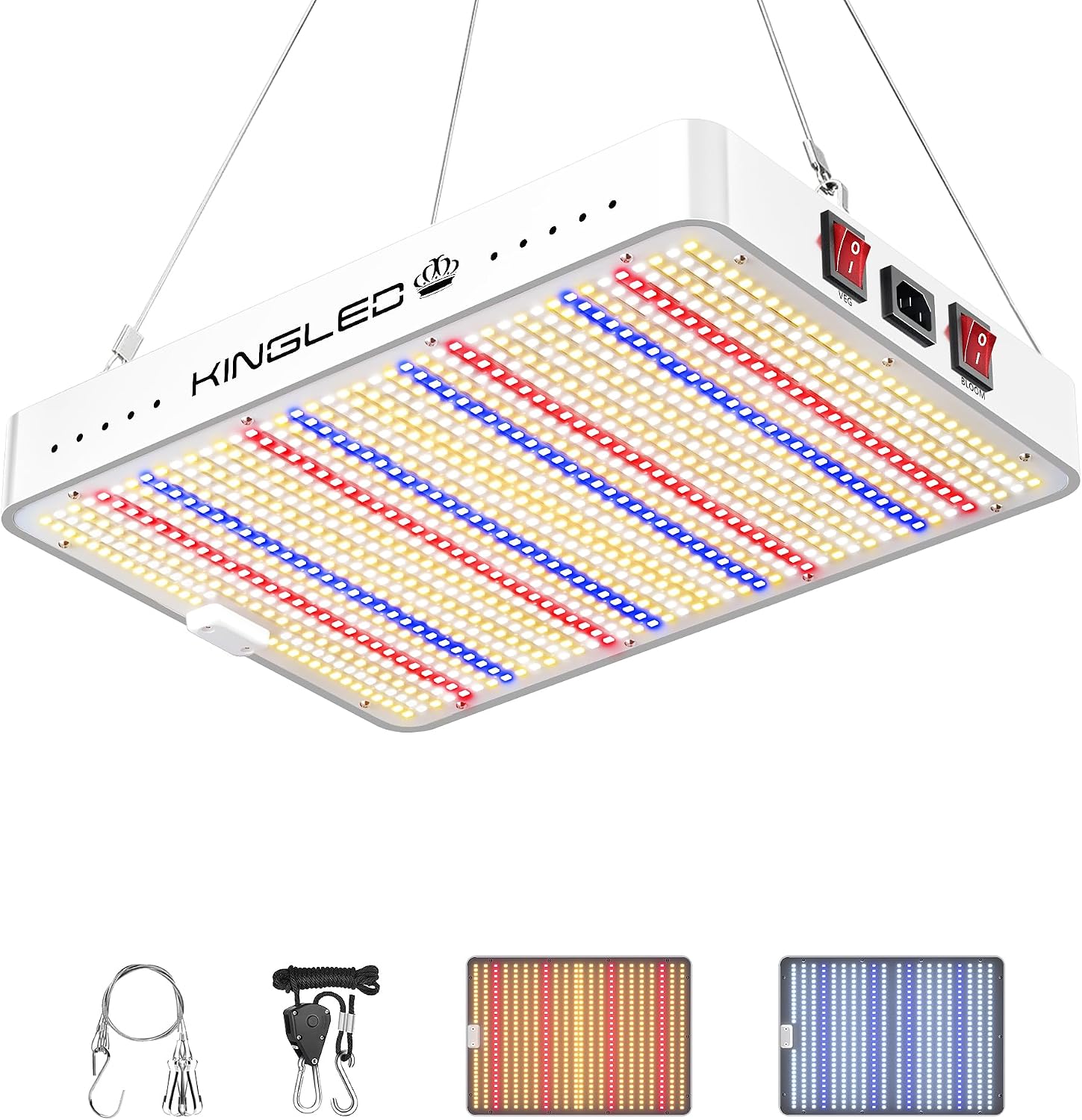 KingLED KP1000 Grow Light for Indoor Plants, Full Spectrum Plant Grow Light | 100W Dimmable LED Growing Light with Veg & Bloom Mode, High PPFD Plant Lamp for Indoor Seed Starting, Fits 2x2/2x3 Grow Tent