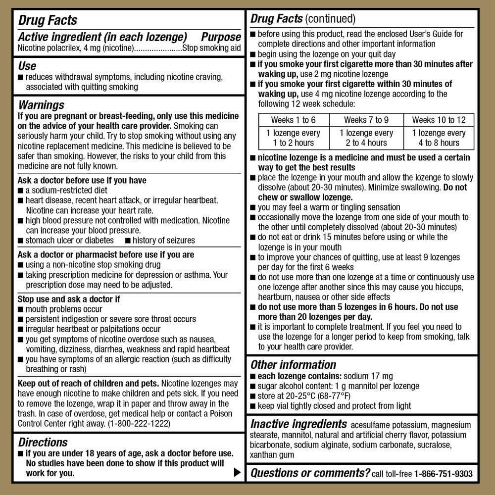 GoodSense Nicotine Polacrilex Lozenge 2 mg (Nicotine), Mint Flavor, Stop Smoking Aid; Quit Smoking with Nicotine Lozenge, 72 Count