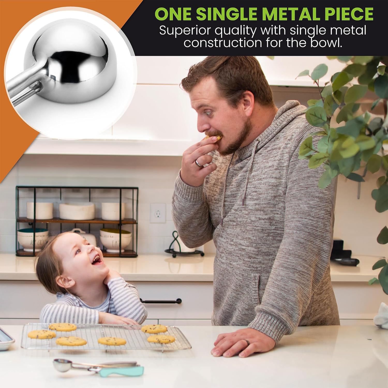 Spring Chef Medium Stainless Steel Cookie Scoop, #40, 1.7 Tablespoon, Black