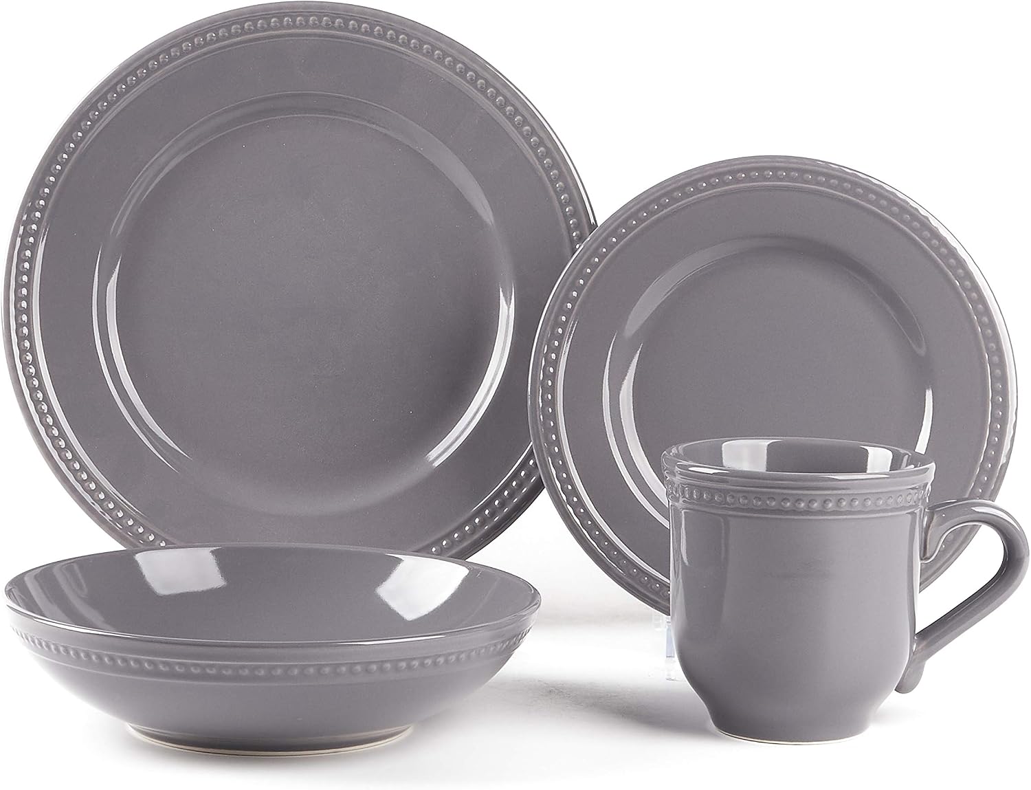 HomeVSS 20-Piece Pearl Dots Stoneware Dinnerware Set, Pink, Service for 4