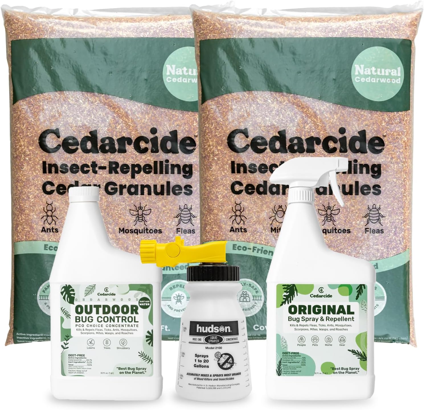 Cedarcide Complete Pest Control Kit (Medium) Cedarcide Original Quart + Outdoor Bug Control Concentrate Quart Lawn Bug Spray & Cedar Granules Kills