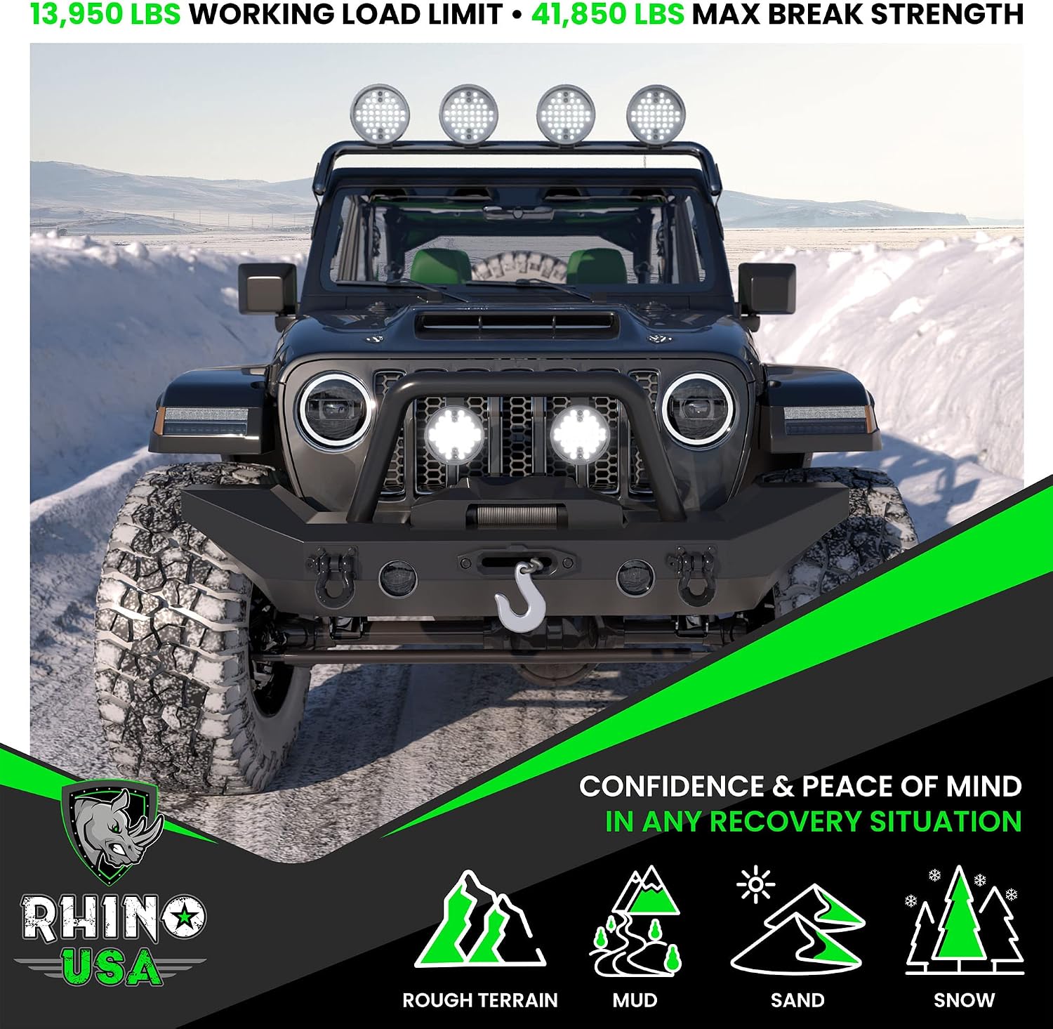 Rhino USA D Ring Shackles (2-Pack) - 41,850lb Break Strength