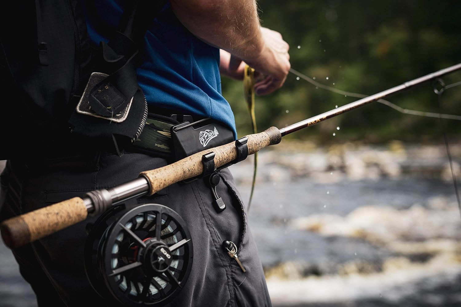 Outdoor Professionals (O’Pros) Belt Clip Rod Holder – Hands-Free - Slide Lock System with 360° Rotation for Fly Fishing and Spinning Rods