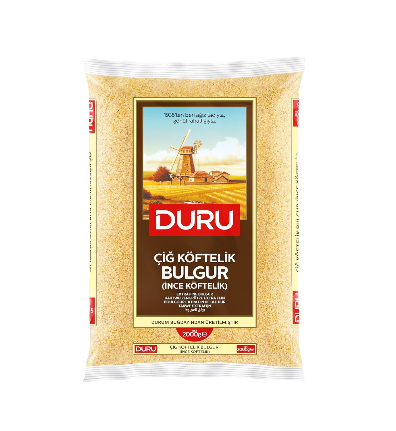 Duru Extra Fine Bulgur, 35.2oz (1000g), Wheat Berries, 100% Natural and Certificated, High Fiber and Protein, Non-GMO, Great for Vegan Recipes, Better than Rice