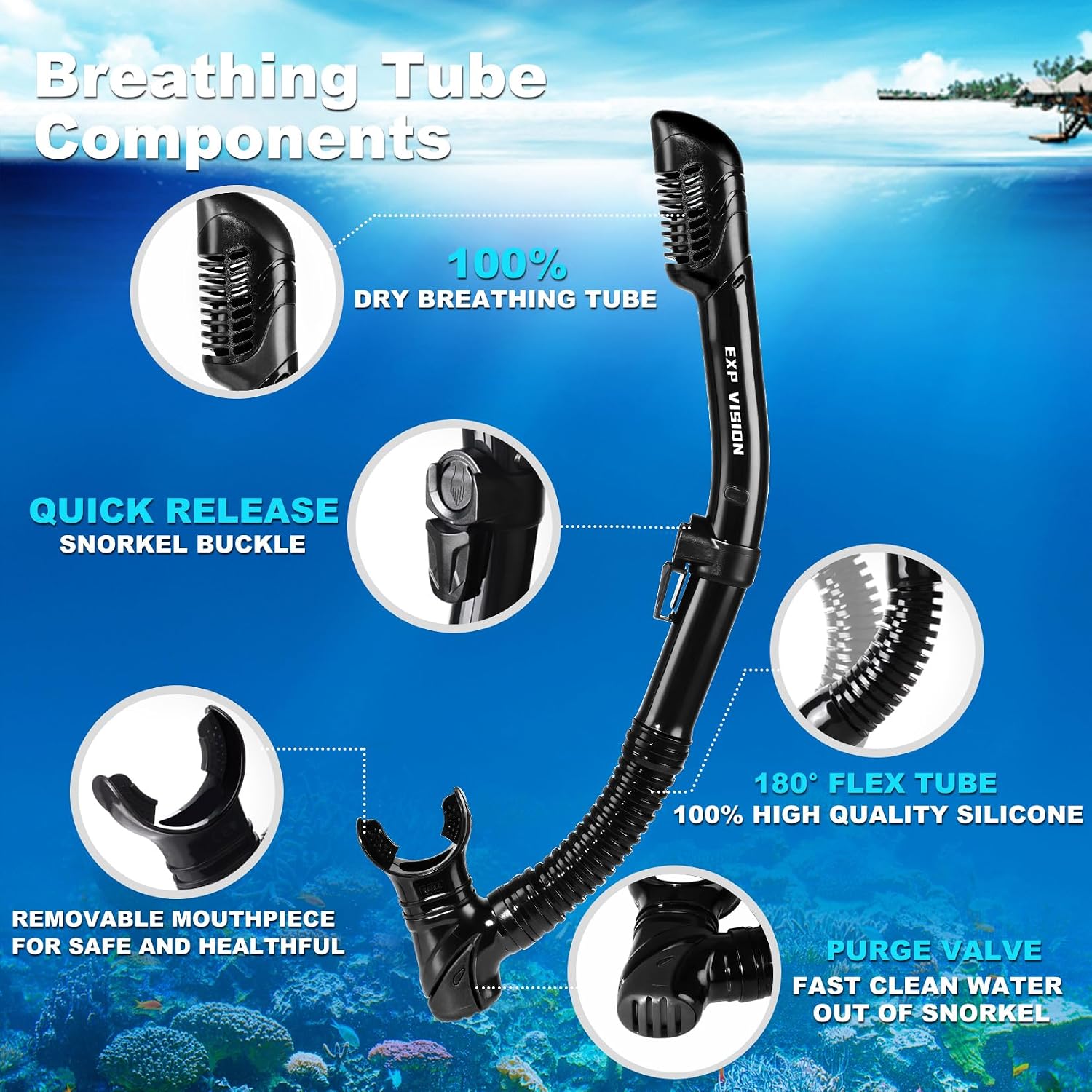 Adult Pano 3 Scuba Diving Mask, Tempered Glass Snorkel Mask Anti-Fog Swim Mask No Leakage Swim Goggles with Nose Cover Snorkeling Gear for Snorkeling