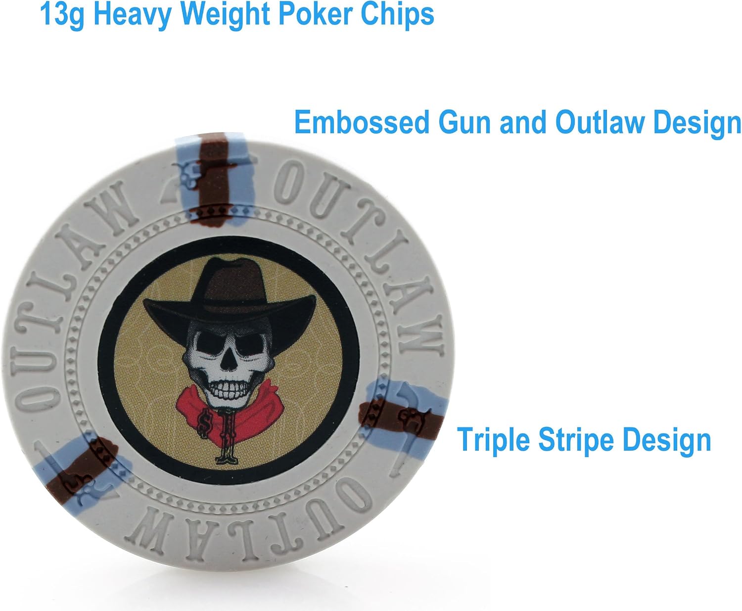 Versa Games 500 Poker Chips, Poker Chip Set - Outlaw, 500 Piece Poker Set with Numbers for Poker