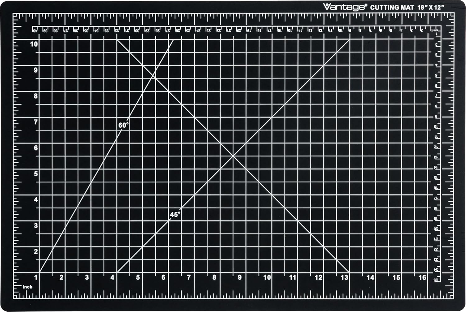 Dahle Vantage 10673 Premium Self-Healing Cutting Mat, 24"x36", 1/2" Grid, 5 Layers for Max Healing, Perfect for Crafts & Sewing, Black