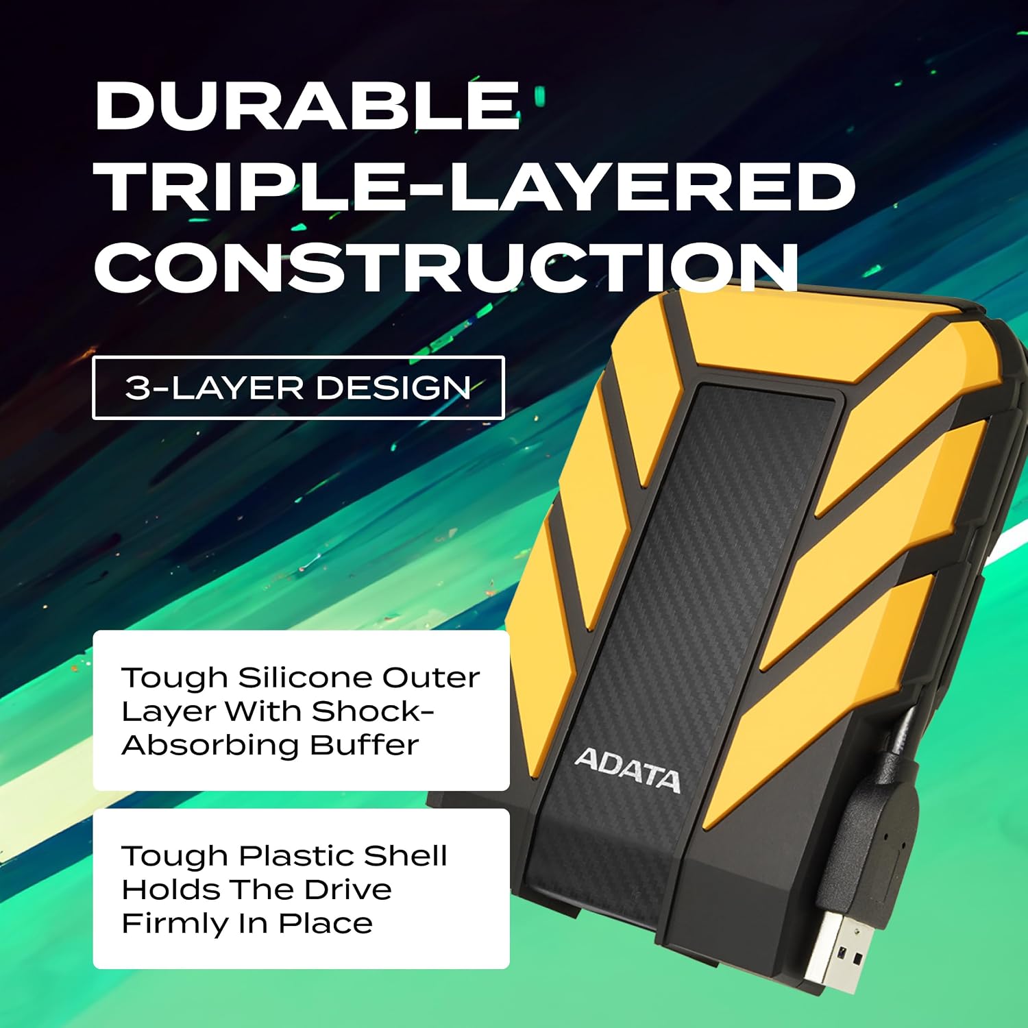 ADATA HD710 Pro - 4 TB External Hard Drive - Shockproof, Waterproof & Dustproof - Durable Storage - For Gamers, Students & Professionals - Mac, PC & Linux Compatible - Black - AHD710P-1TU31-CBK
