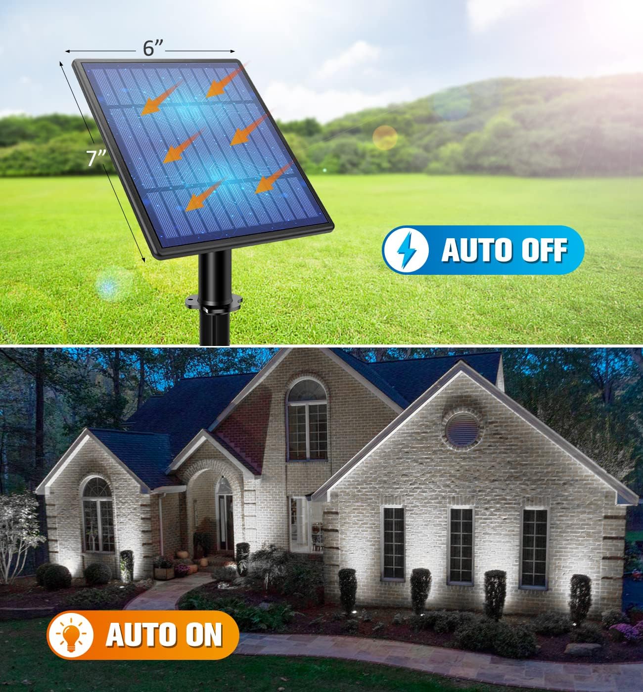APONUO Metal Solar Spot Lights Outdoor with 9.8ft Cable Solar Powered Landscape Lighting Low Voltage IP65 Waterproof Auto On/Off for Outside Garden Yard Landscape Pathway Garage-Warm White(4-in-1)