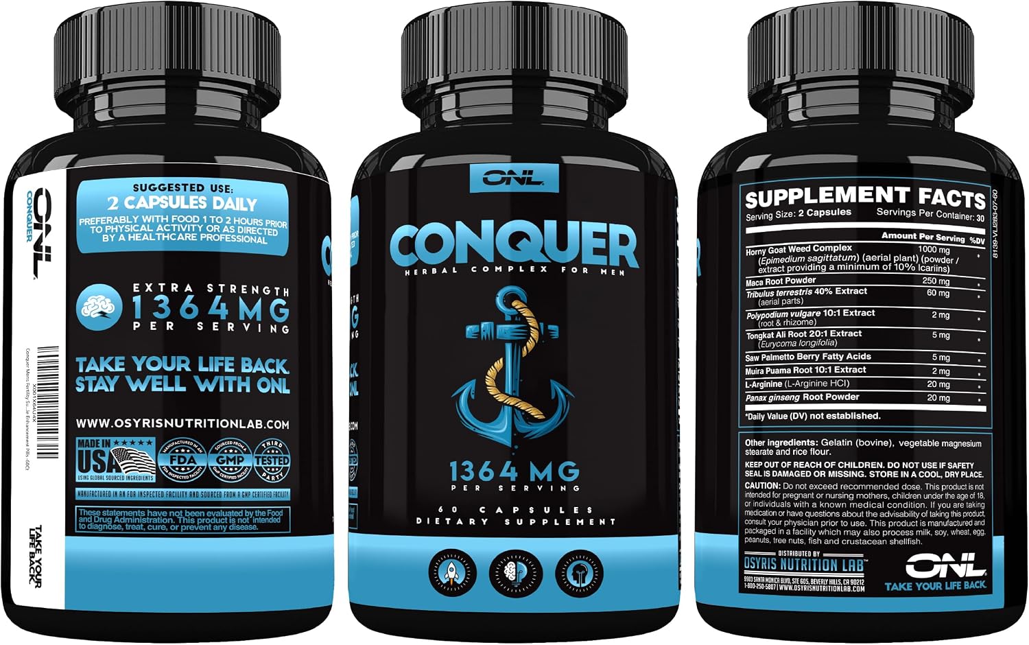 ONL Conquer Semen Volume Booster & Male Fertility Supplements, 60 Ct