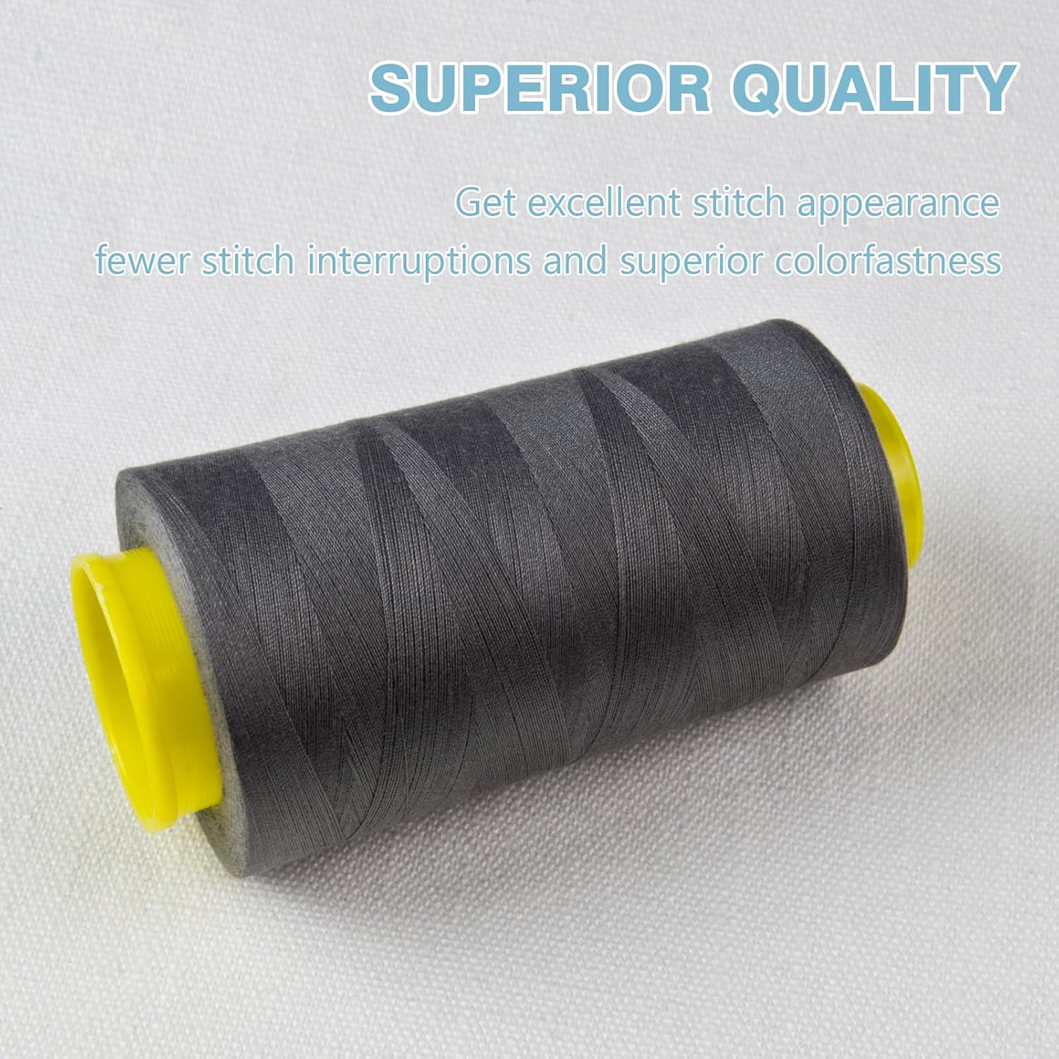 Black Serger Thread, All-Purpose Thread for Sewing, Polyester, 4 Cones of 3000 Yards Each Spool for Sewing Machine