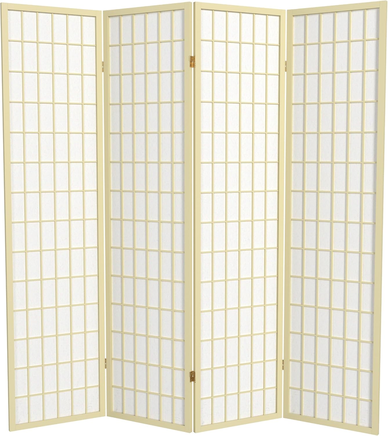 Red Lantern 6 ft. Tall Window Pane Shoji Screen - Walnut - 5 Panels