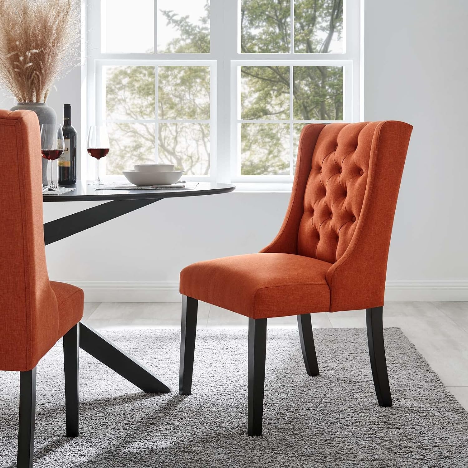 Modway Baronet Modern Tufted Upholstered Fabric Parsons Kitchen and Dining Room Chair in Beige