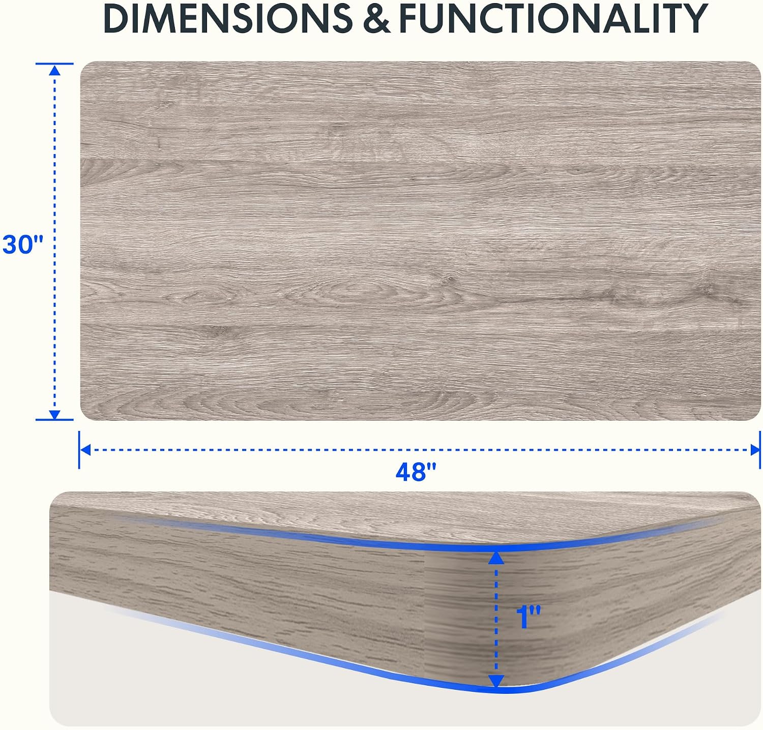 FLEXISPOT Acacia Solid Wood 55"x28" Butcher Block Desktop, Walnut | Acacia Solid Wood, Thick Beveled Edge, For Standing Desk, Office Table, Workbench, DIY Furniture Projects