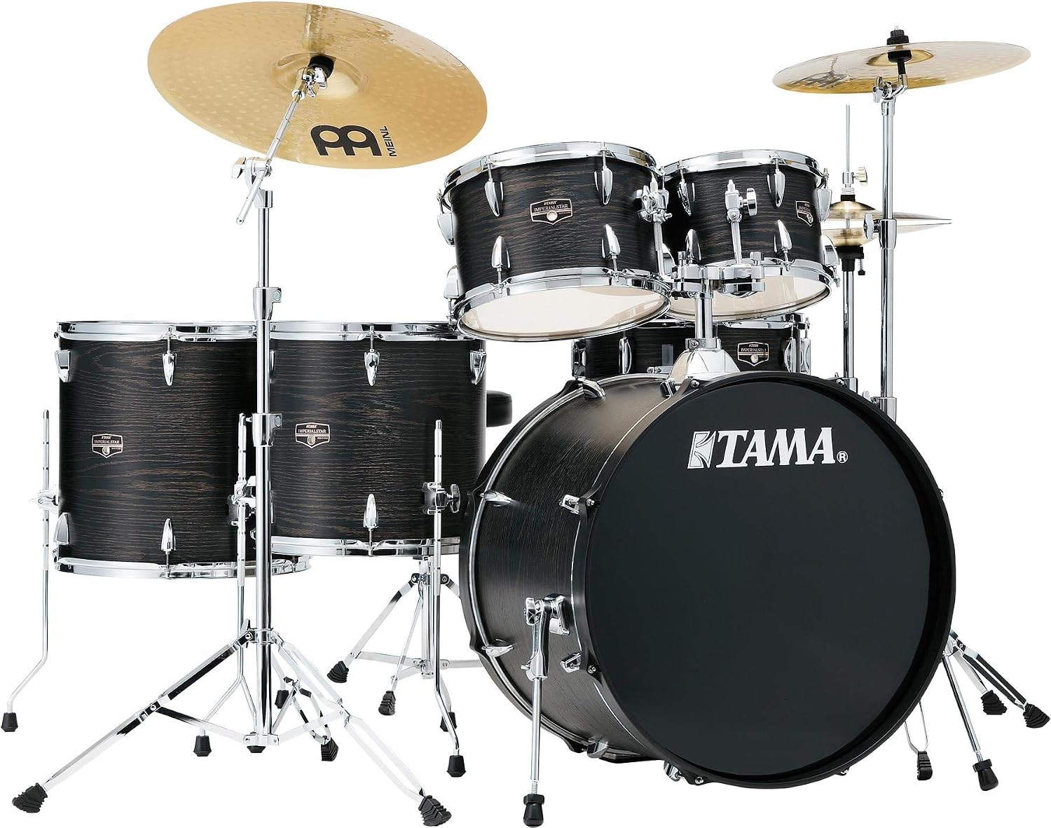 Tama Imperialstar IE62C 6-piece Complete Drum Set with Snare Drum and Meinl Cymbals - Black Oak Wrap (IE62CBOWd2)