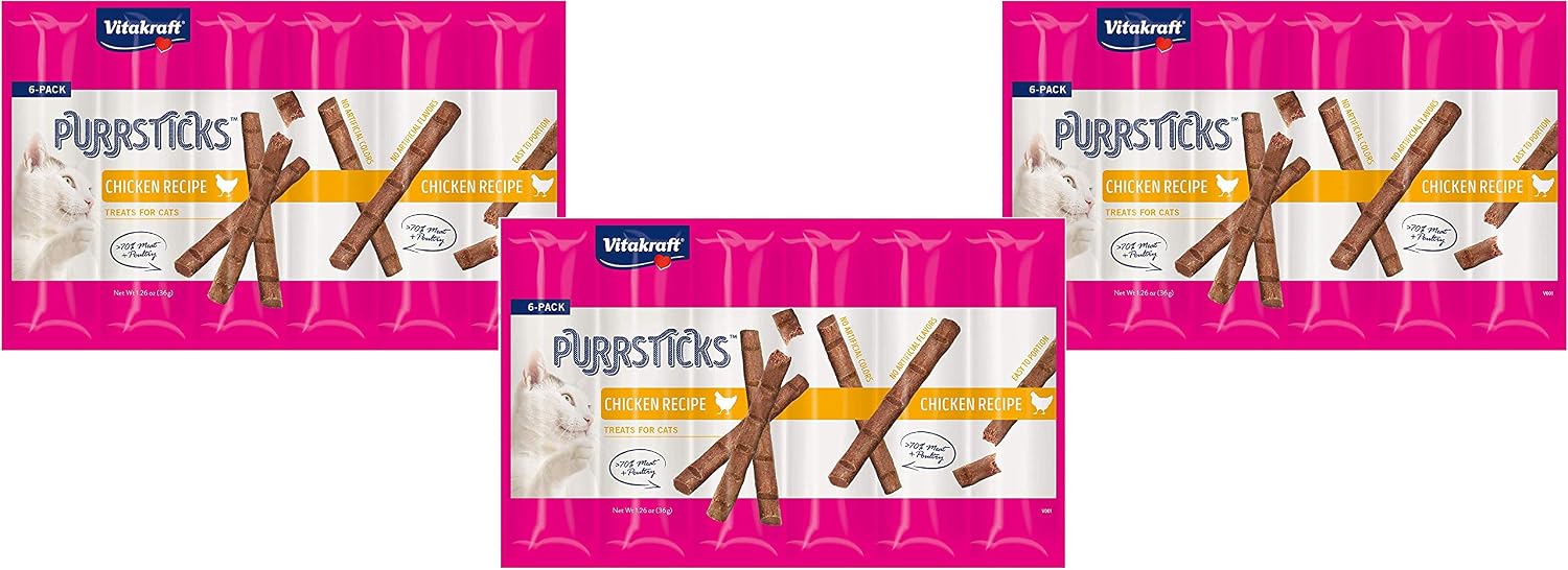 Vitakraft 3 Pack of Chicken Purrsticks Cat Treats