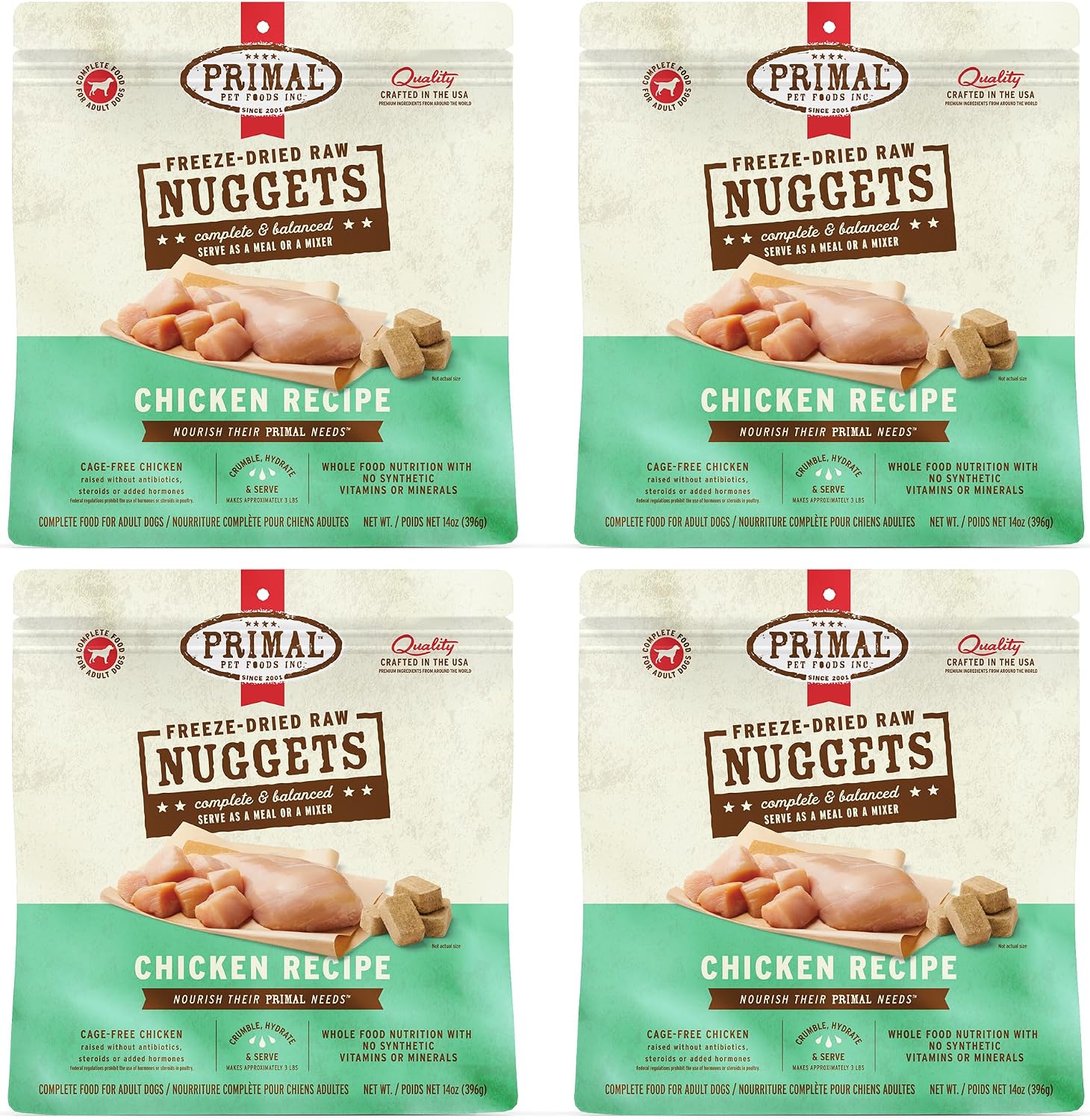 Primal Freeze Dried Raw Dog Food Nuggets, Beef, 14 oz | Complete & Balanced Nutrition, Meal, Topper or Treat, Grain-Free, High Protein, No Synthetic Vitamins & Minerals