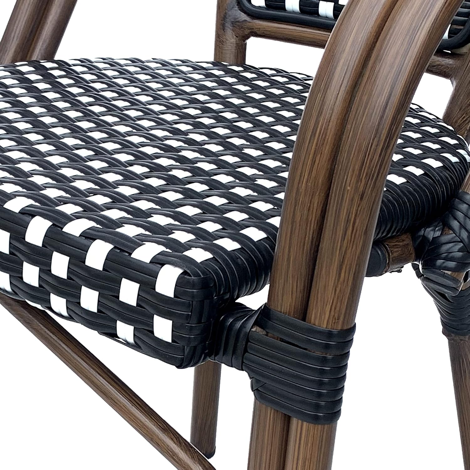 Christopher Knight Home Anastasia Outdoor French Bistro Chair (Set of 2), Black + White + Bamboo Print Finish