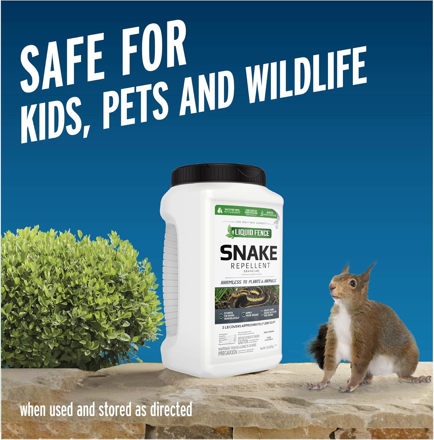 Liquid Fence Snake Repellent Granules, Safe Around Kids and Pets When Used & Stored as Directed, Keep Snakes Out of Garden, Patio and Backyard, 2 lb