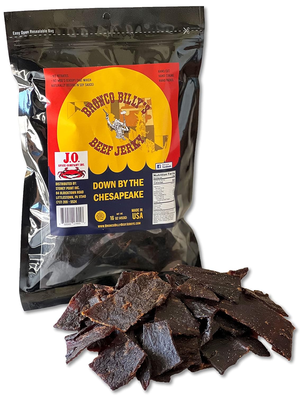 Bronco Billy's Beef Jerky Hickory Smoked Old Country Half Pound Resealable Bag
