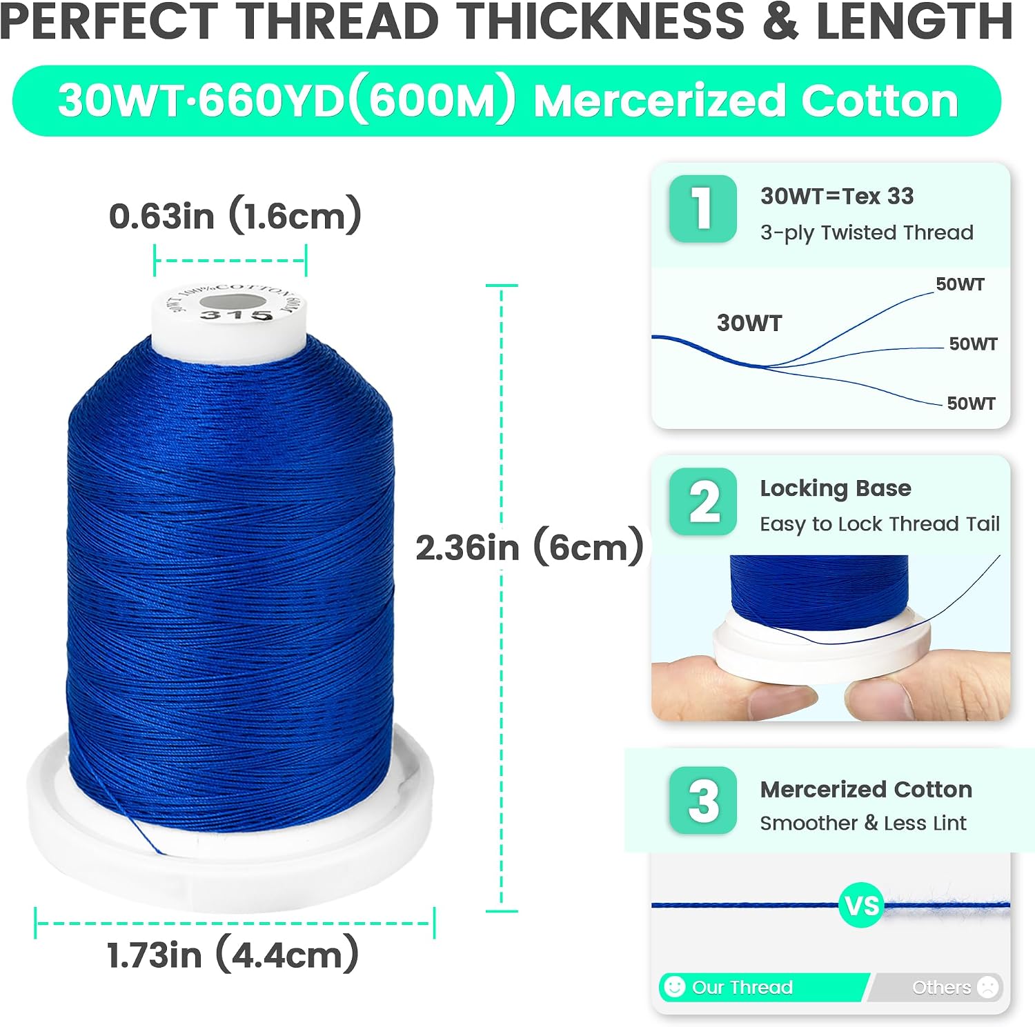 New brothread Multi-Purpose 100% Mercerized Cotton Threads -5 White+5 Black