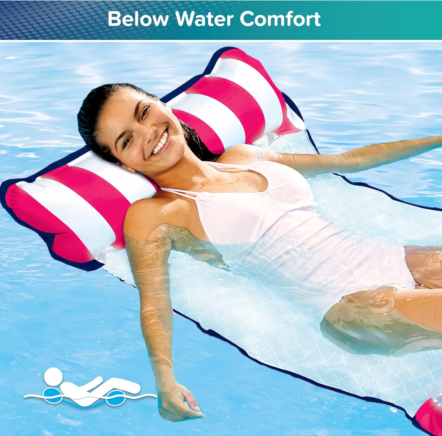 Aqua 4-in-1 Monterey Hammock Pool Float & Water Hammocks – 2-3-4 Multipacks – Multiple Colors/Styles – for Adults and Kids Floating