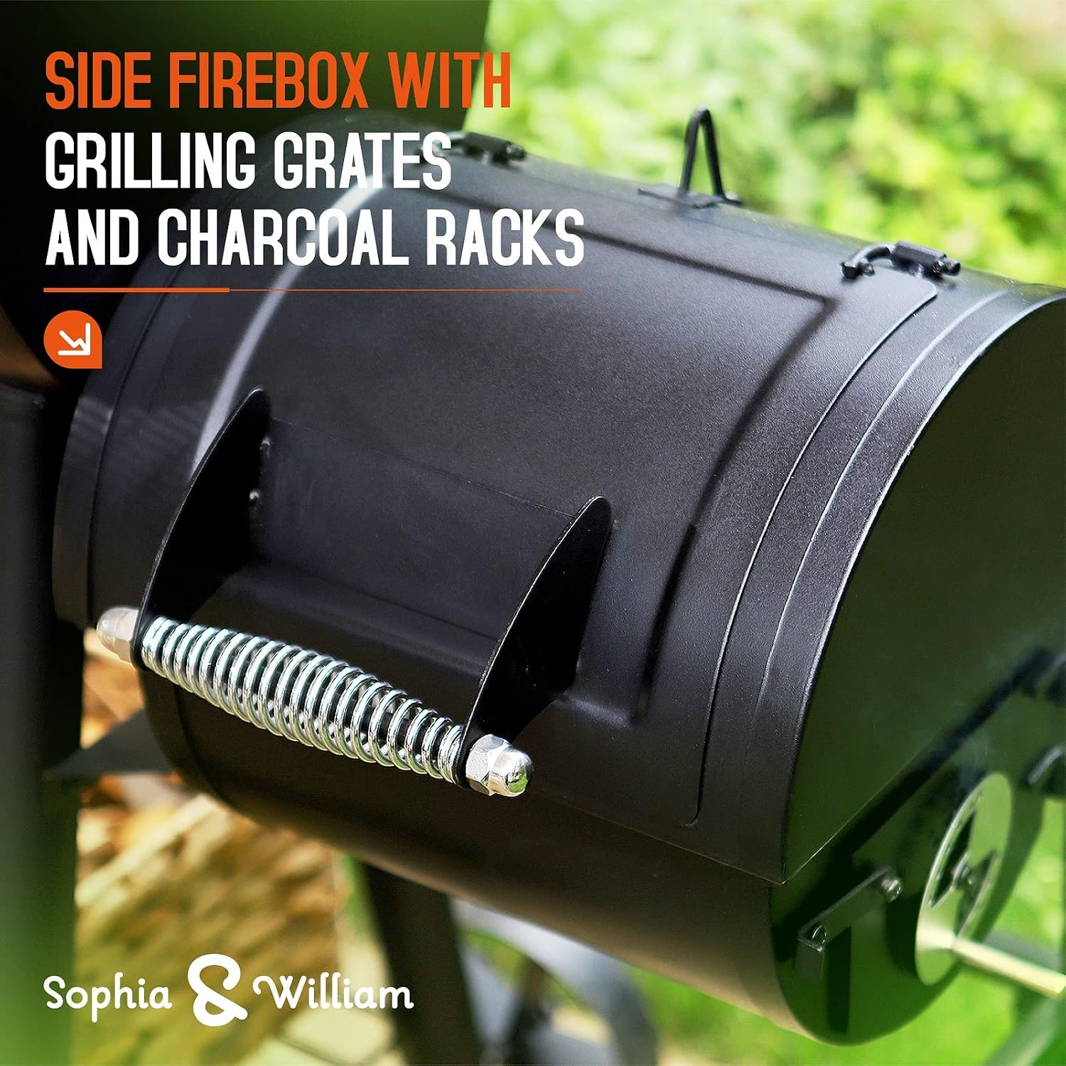 Sophia & William Vertical Offset Charcoal Smoker 961 SQ.IN. Cooking Area | Extra Large Heavy-Duty Outdoor BBQ Gill Offset Smoker with Warming Tray, Push-out Ash Tray for Outdoor Cooking, Black